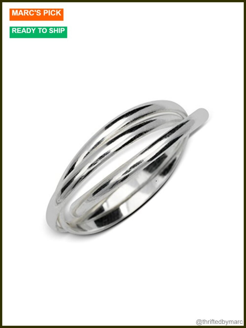 925 Sterling Silver Rolling Ring 6mm Intertwining Triple Band Russian Wedding